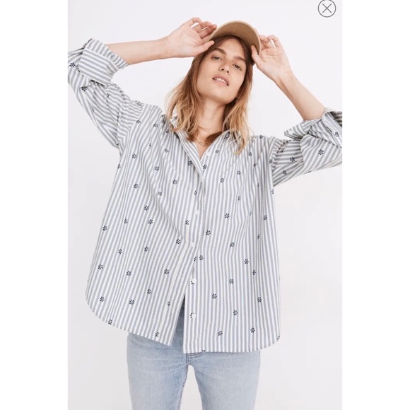 Madewell Tops - Madewell floral stell stripe cotton painter button down shirt 100% cotton